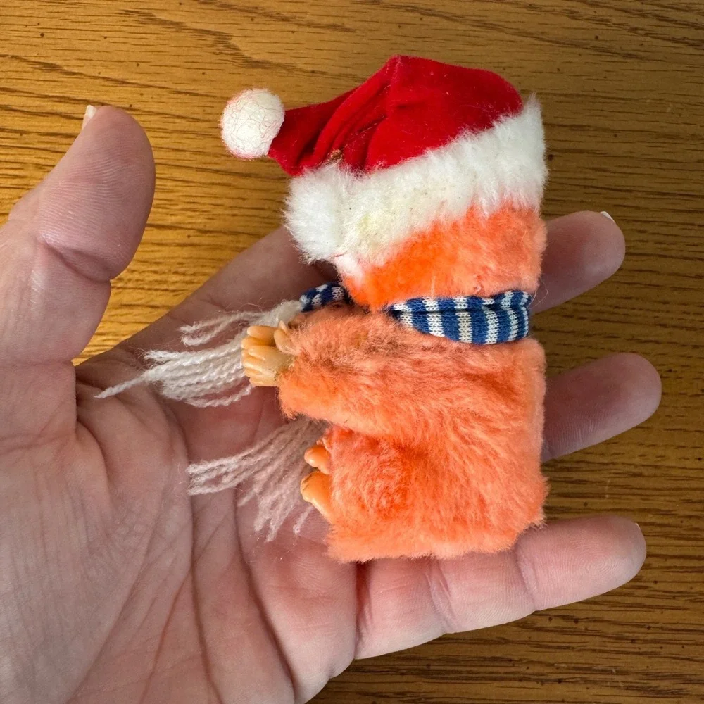 Cute Plush Christmas Carebear Orange Santa Hat Scarf Holiday Huggie Ornament‎